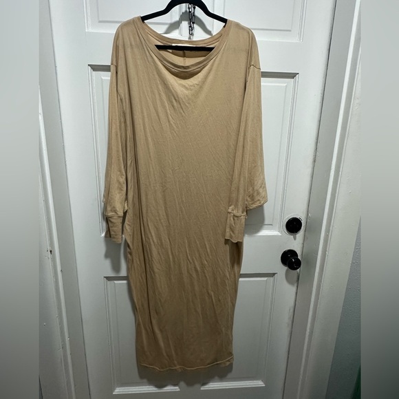 Free People FP BEACH Elegant Tan Maxi Dress Lagenlook Minimalist XS/S - Picture 4 of 4